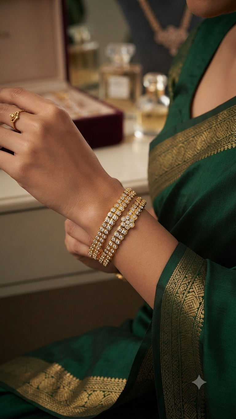 Panchaloham stone bangles(Flower Model)