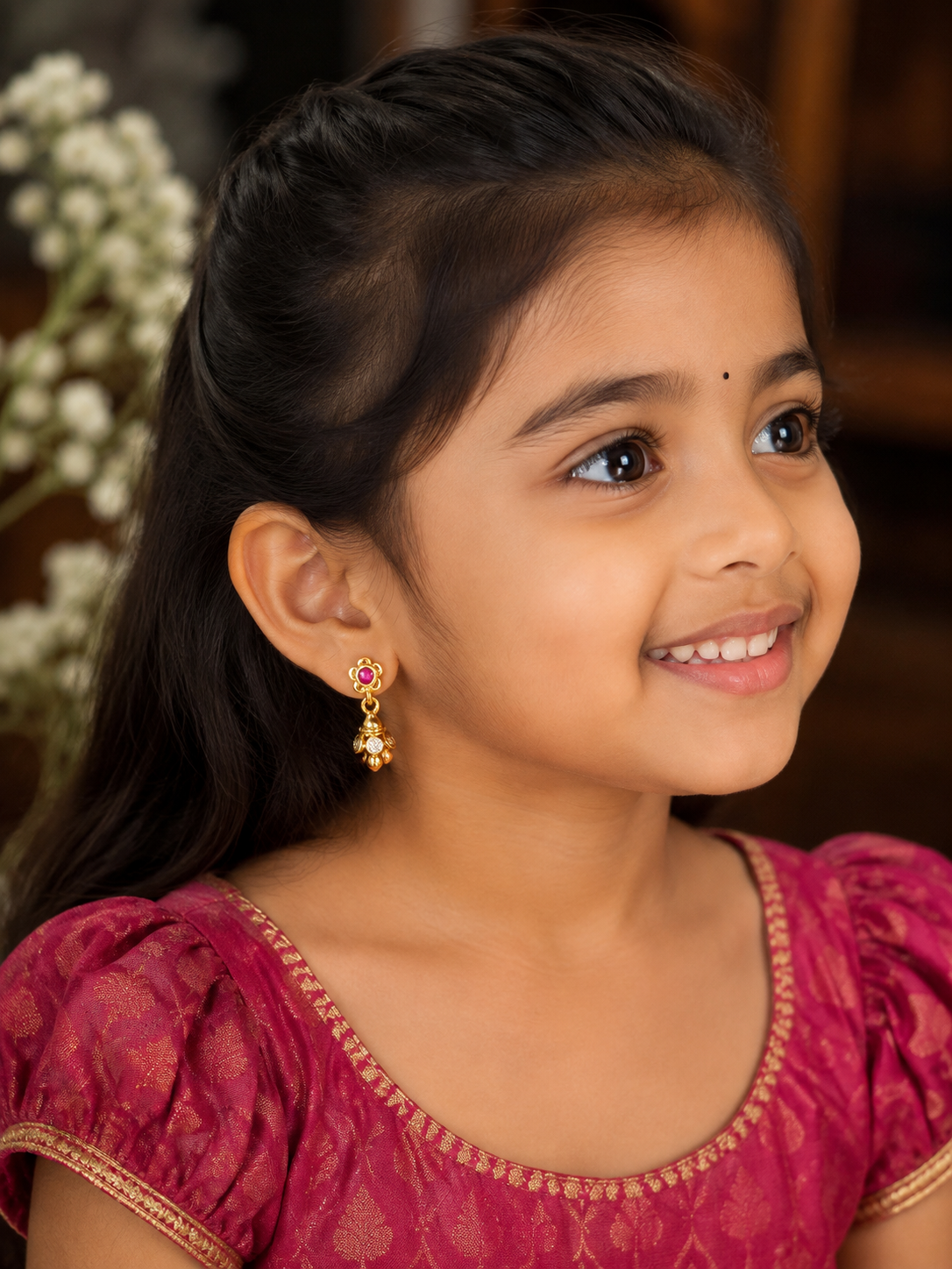 Panchaloham Polished Floral Jhumka Earrings