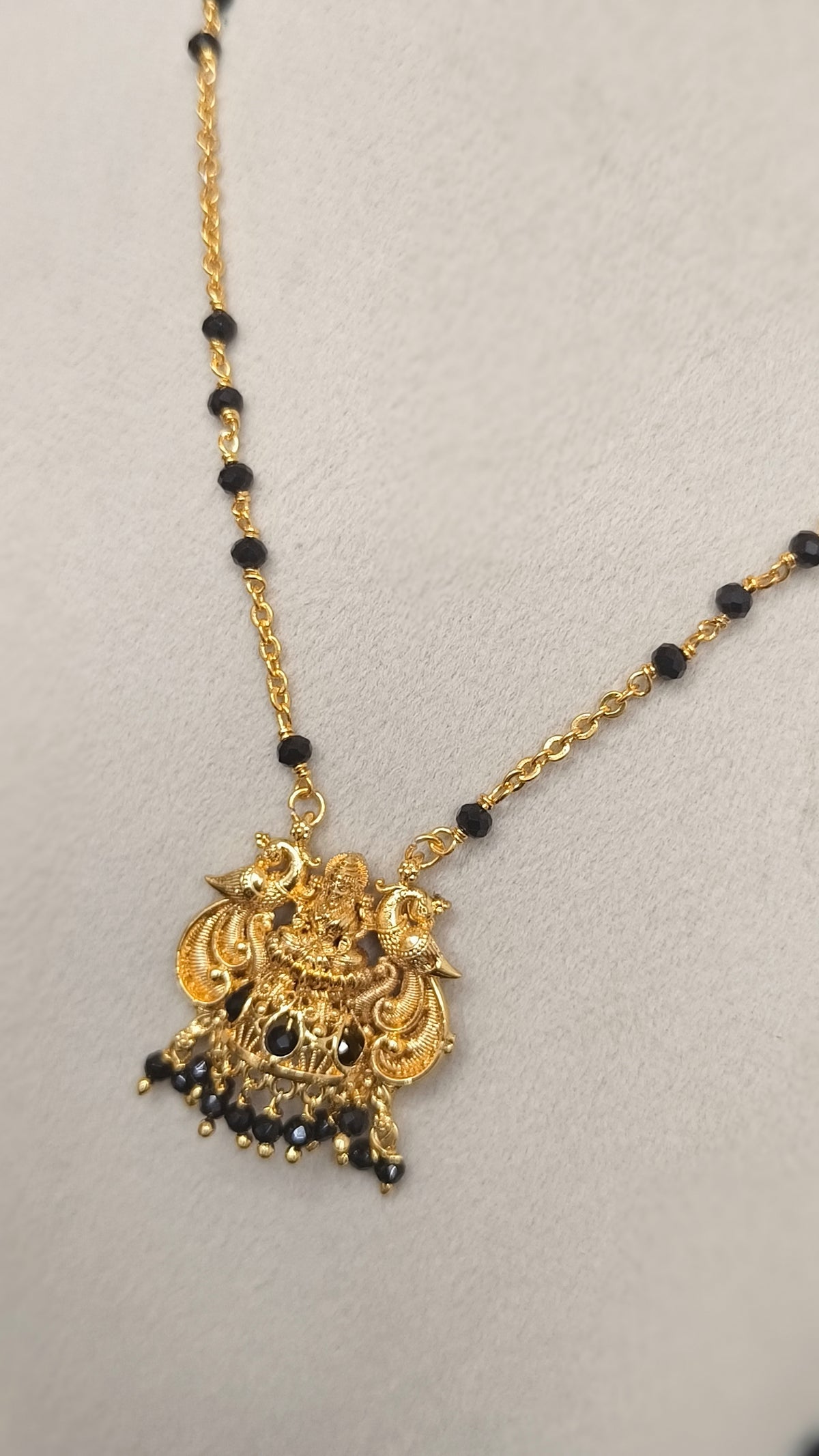Panchaloham Black beads with lakhmidevi locket