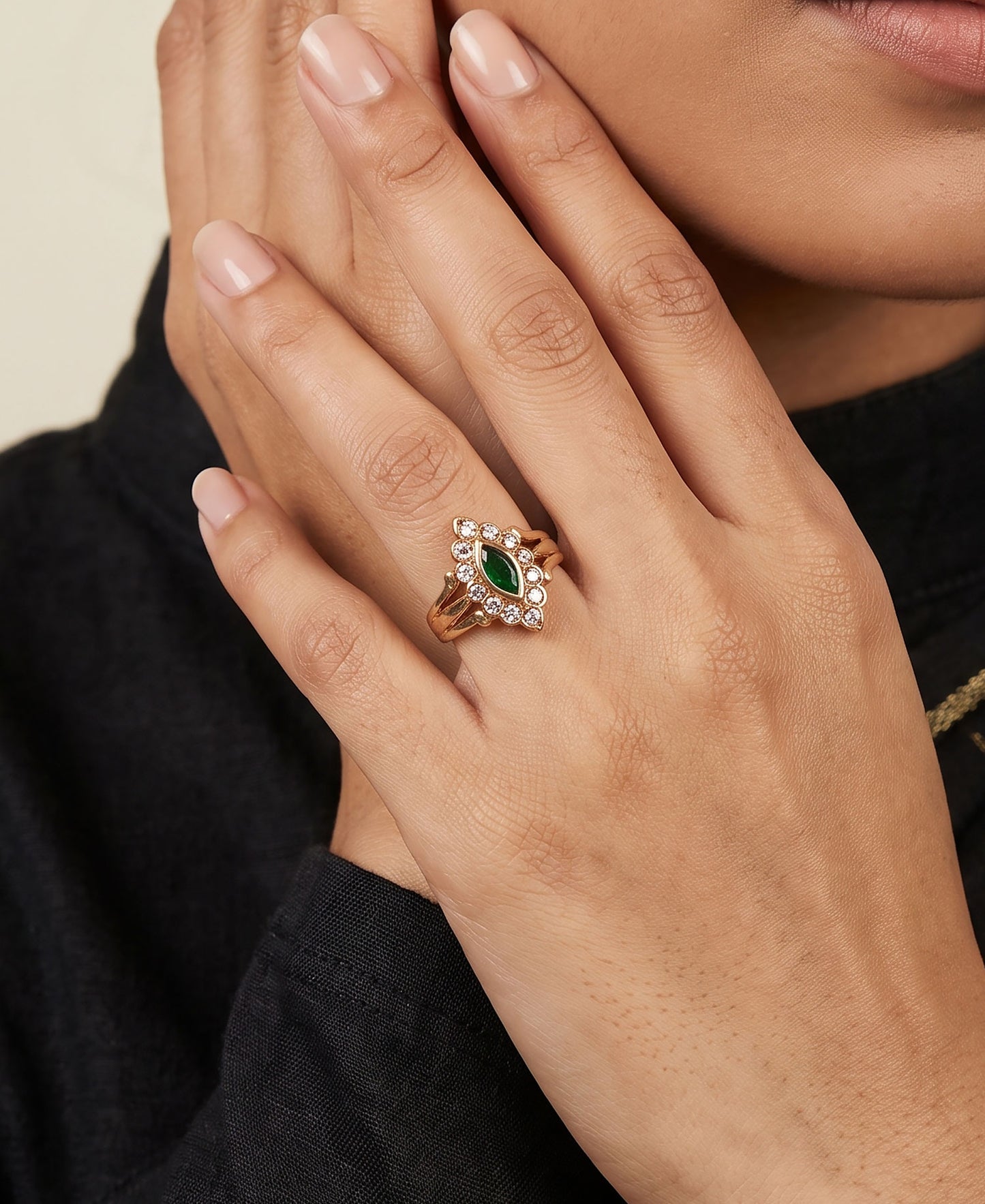 Panchaloham Maharani Ring – Green Stone
