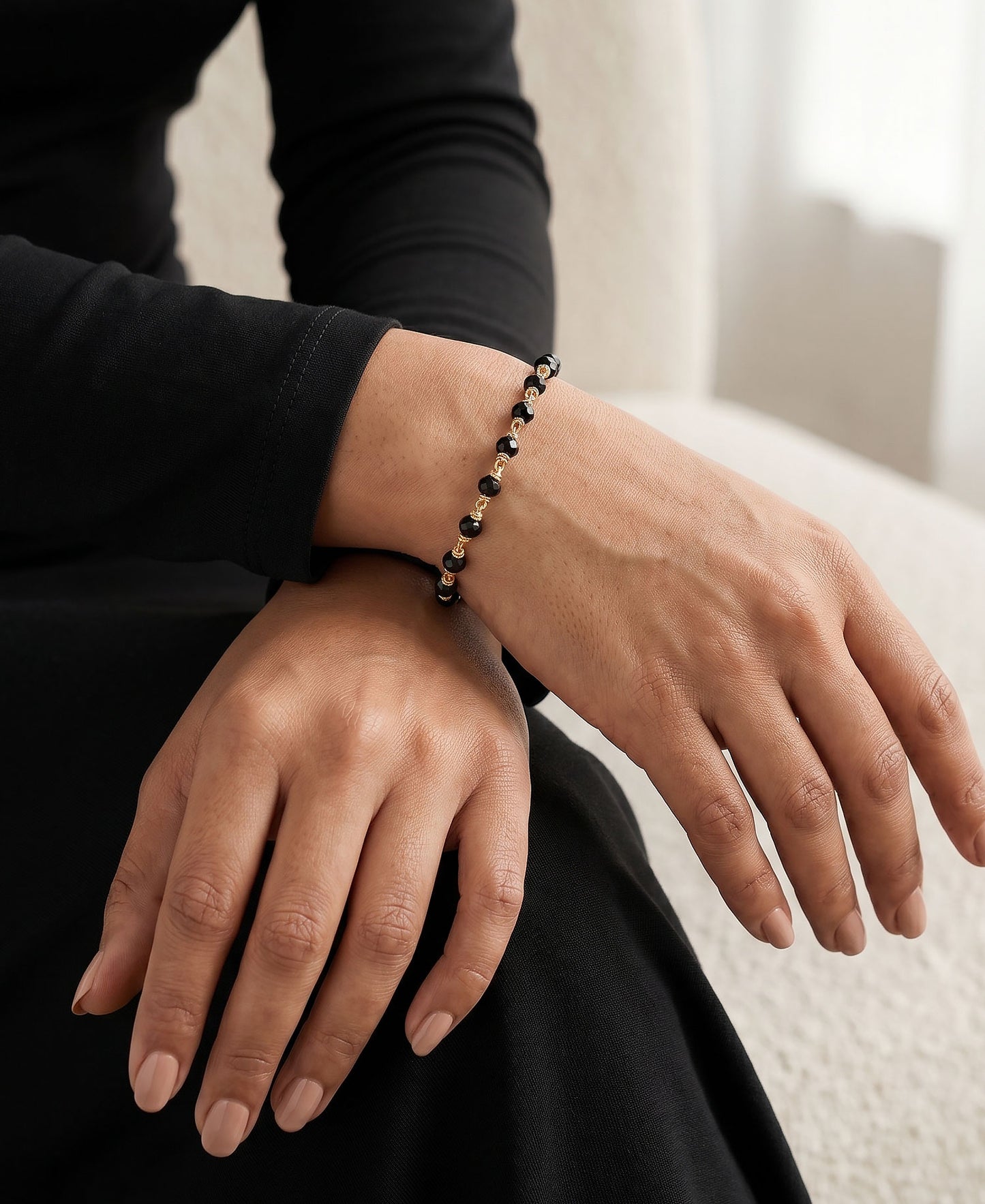 Panchaloham Black-Beads Bracelet