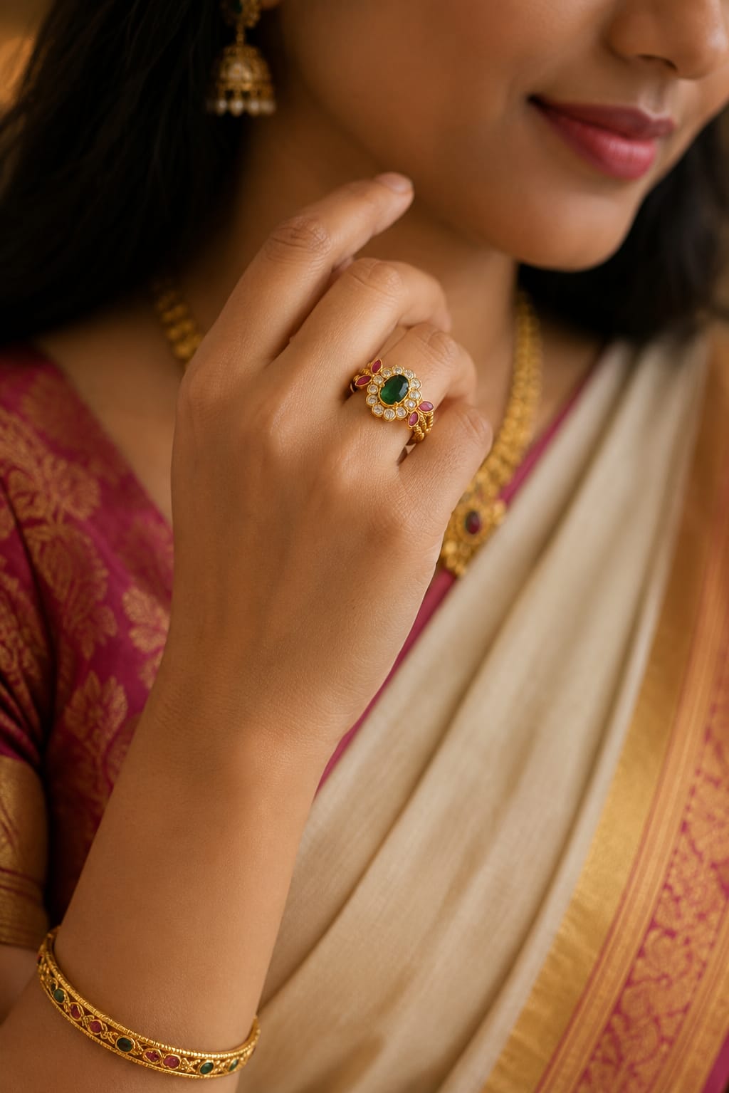 Panchaloham stone finger ring (women)