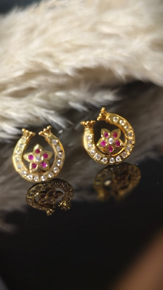Panchaloham stone stud earrings