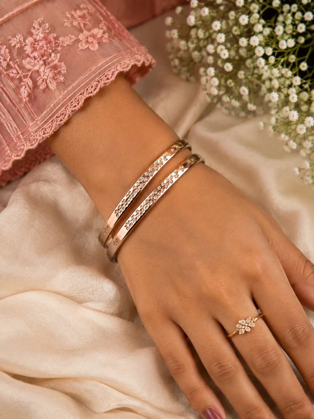 Panchaloham unpolished  Floral Bangles