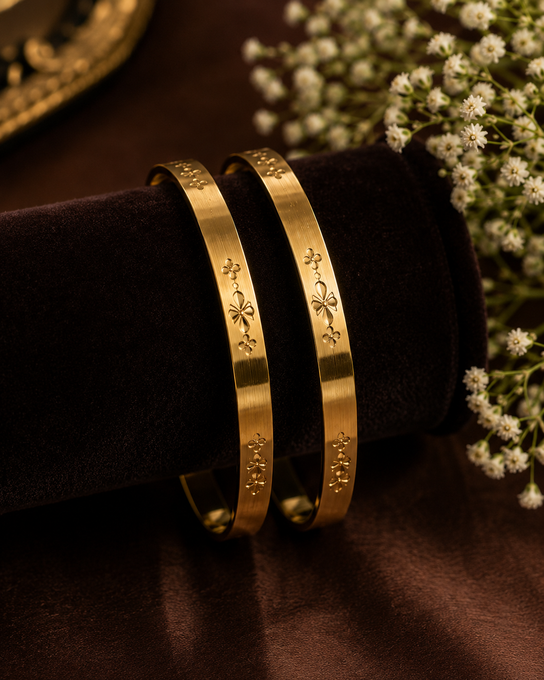 Panchaloham unpolished Floral Bangles
