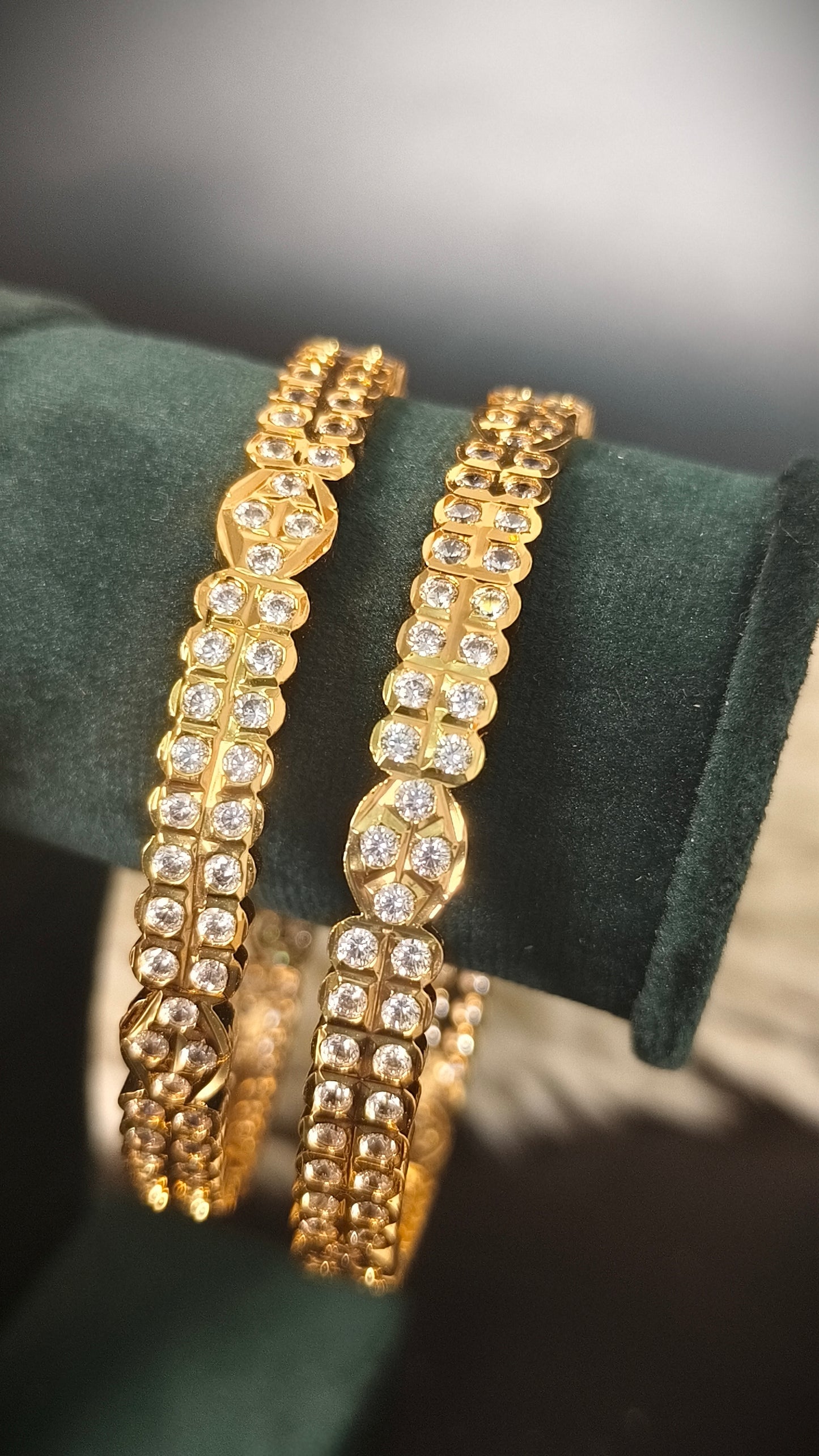 Panchaloham two line stone bangles(Daimond Model)