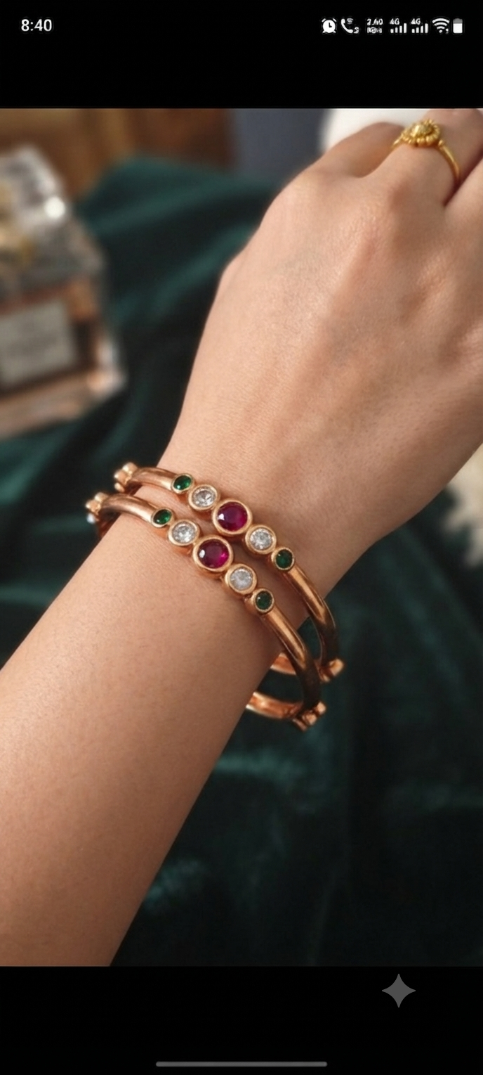 Panchaloham Unpolished Stone Kada Bangles