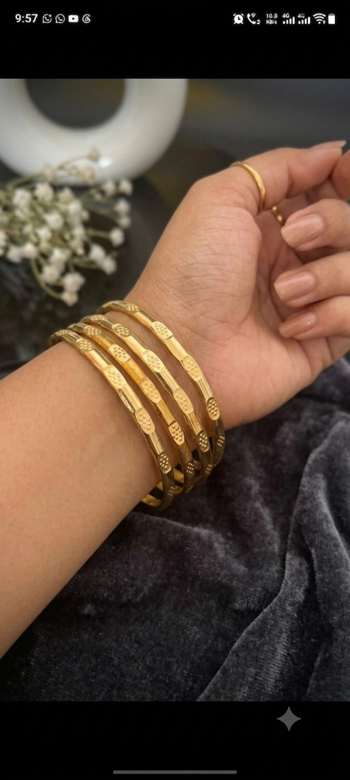 Panchaloham Broad Oval Dot Design Bangles(Unpolished)