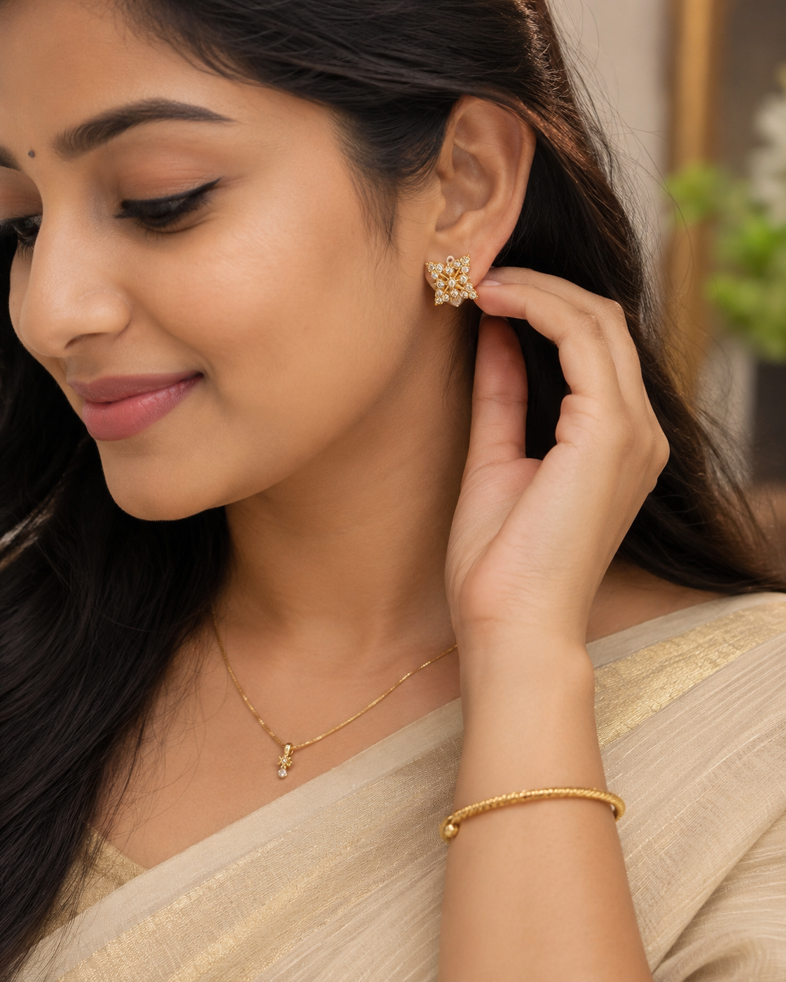 Panchaloham stud earrings (polished)