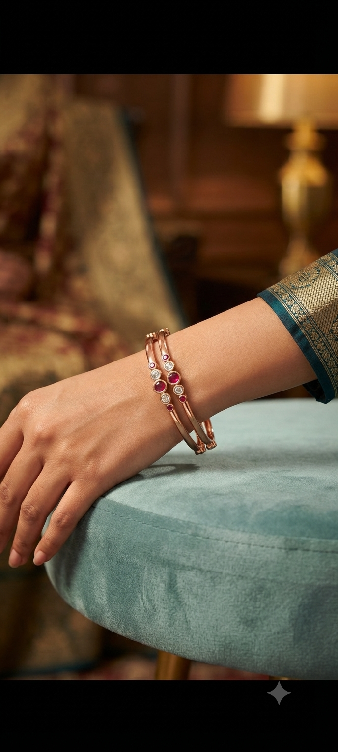 Panchaloham Unpolished Stone Kada Bangles