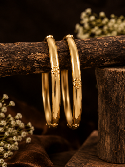 Panchaloham Unpolished Floral Dot Bangles
