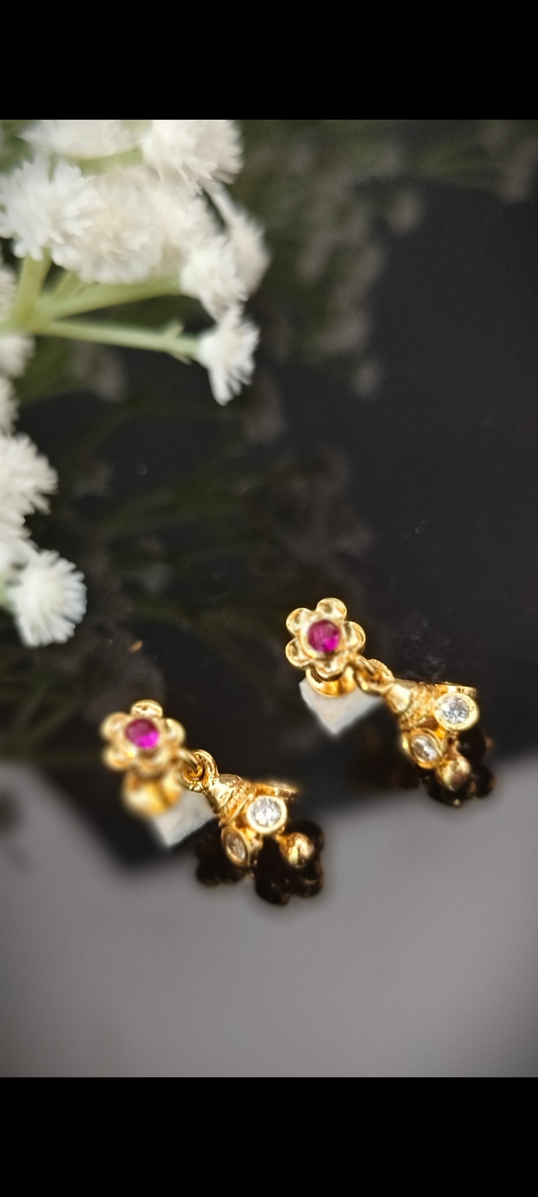 Panchaloham Polished Floral Jhumka Earrings