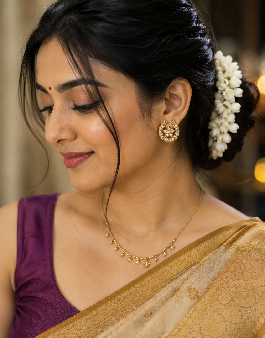 Panchaloham stone stud earrings