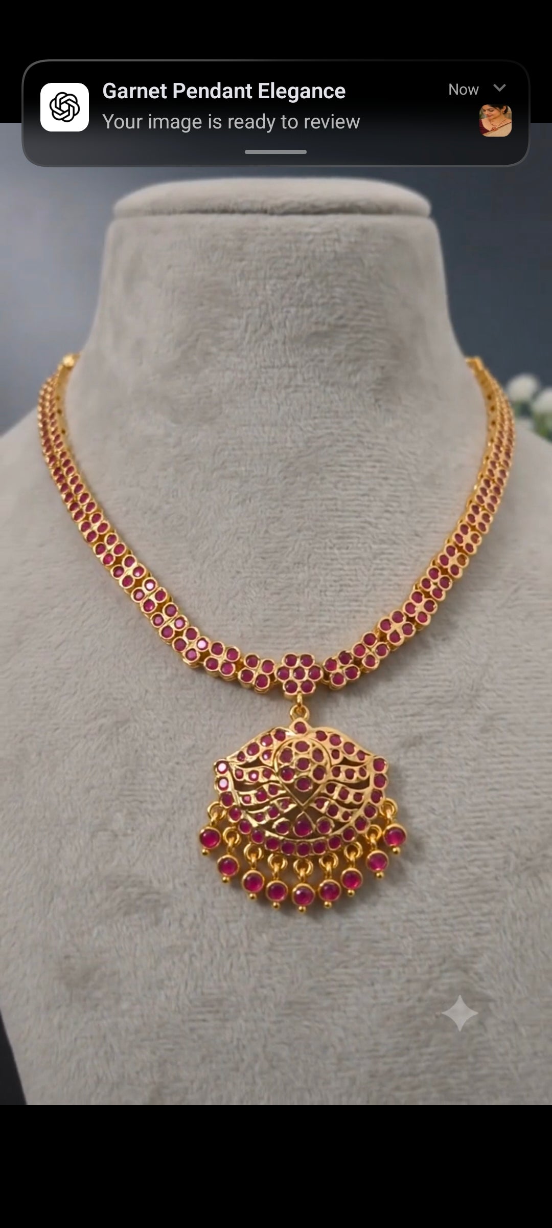 Panchaloham Polished Ruby Stone Necklace