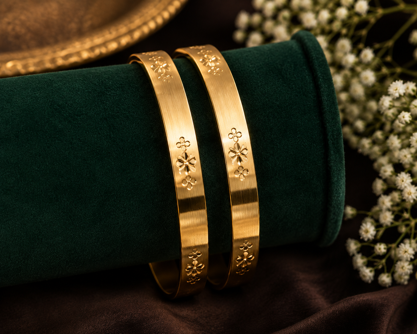 Panchaloham unpolished Floral Bangles
