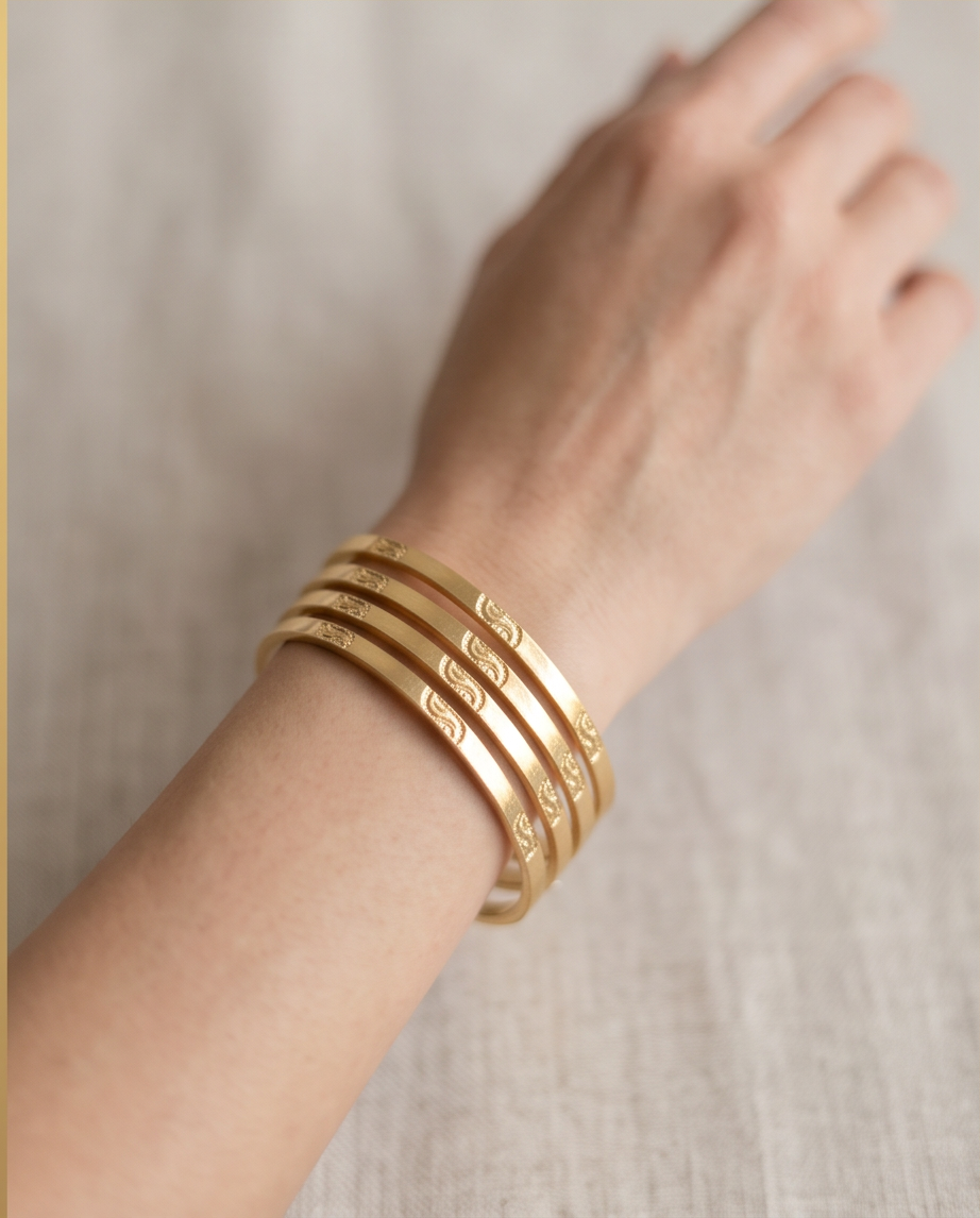Panchaloham Leaf bangles (Flat model)